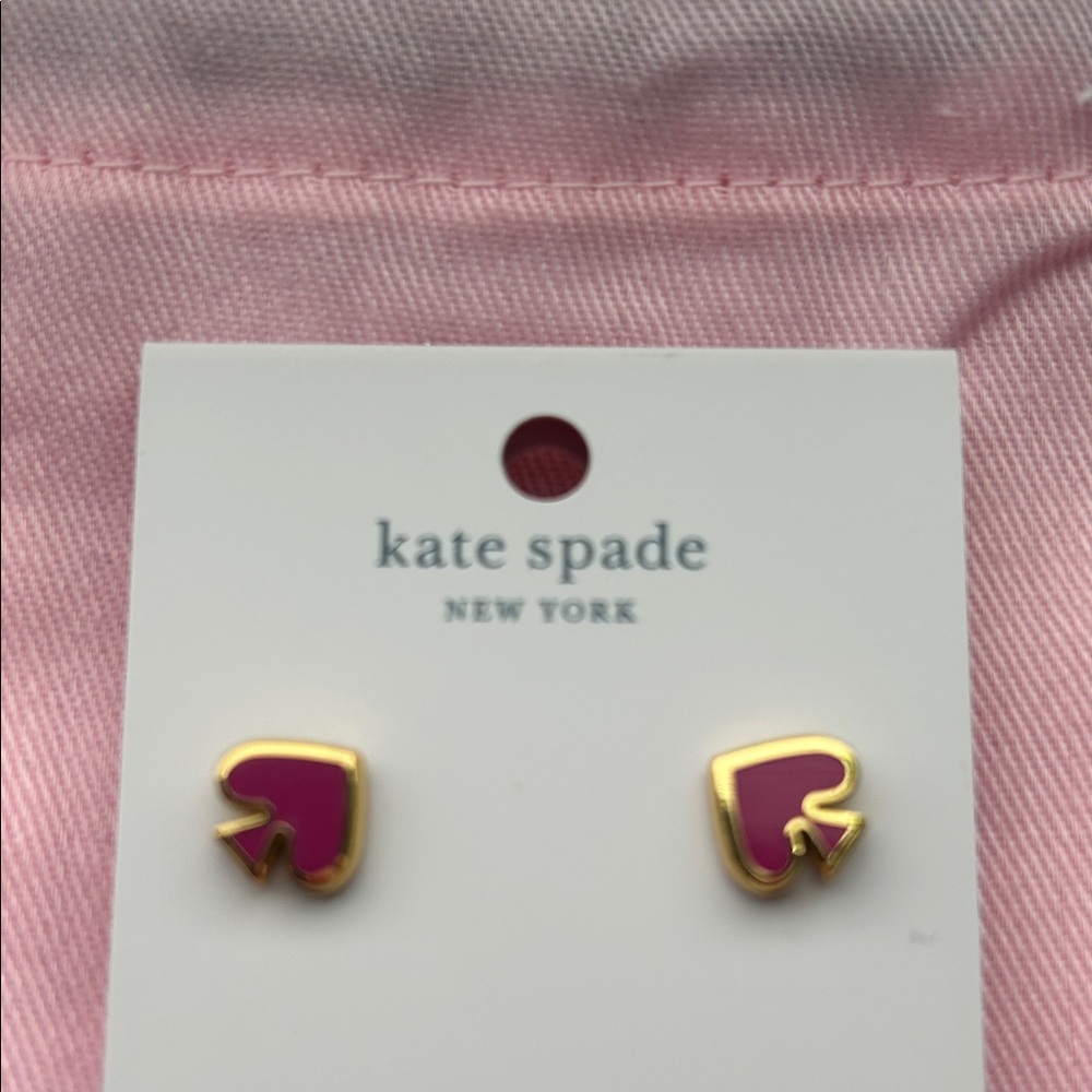 kate spade Pink and Gold Spade Stud Earrings NWT - Picture 5 of 5